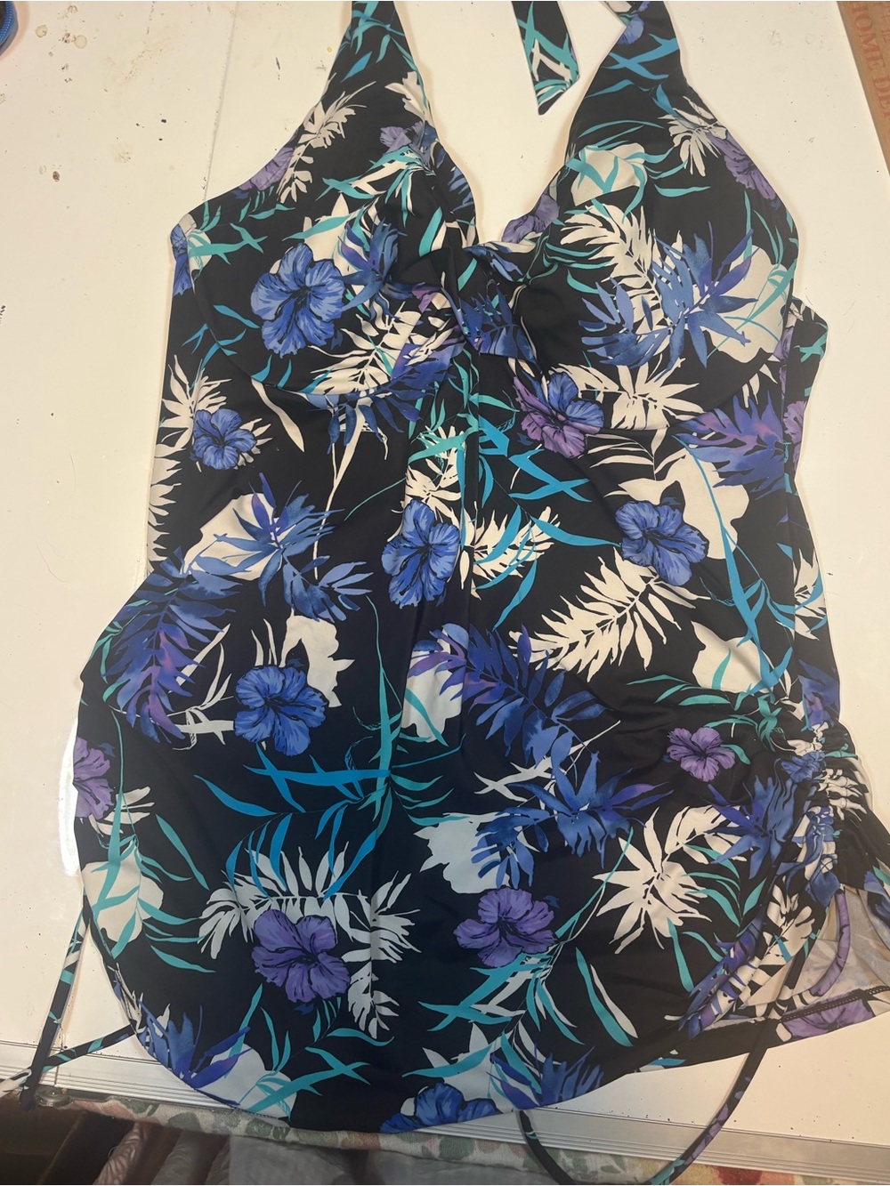 Swimsuits for All Adjustable Underwire Tankini purple floral side ties 18 - Picture 11 of 13
